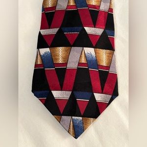 Retro Design Studios red and black multicolor men’s tie, 100% imported silk